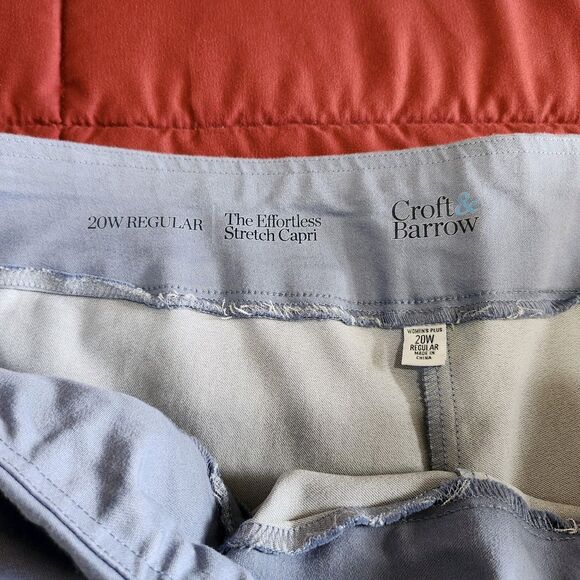 Croft & Barrow Effortless Stretch Capri Pants Blue 20W Pull On Midrise - Picture 8 of 10